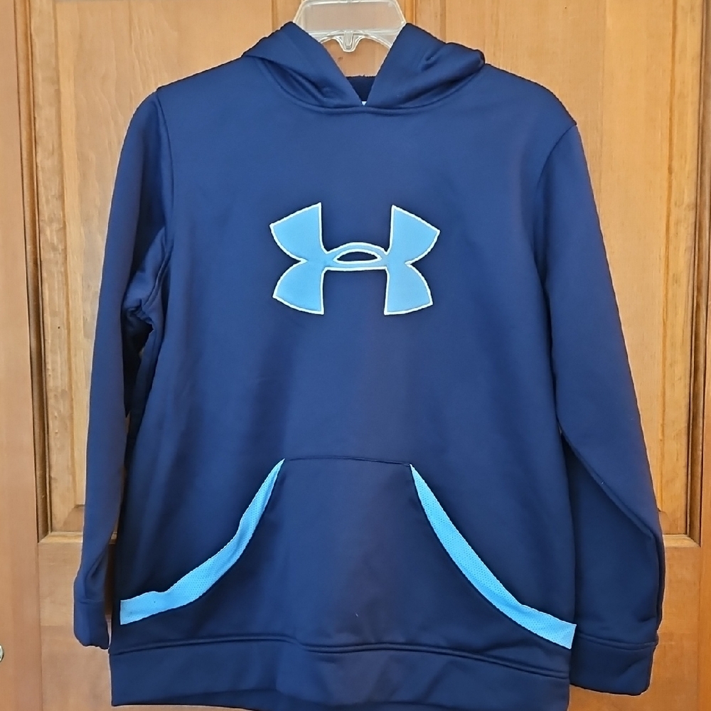 Under Armour Dark Blue Hoodie with Sky Blue Logo